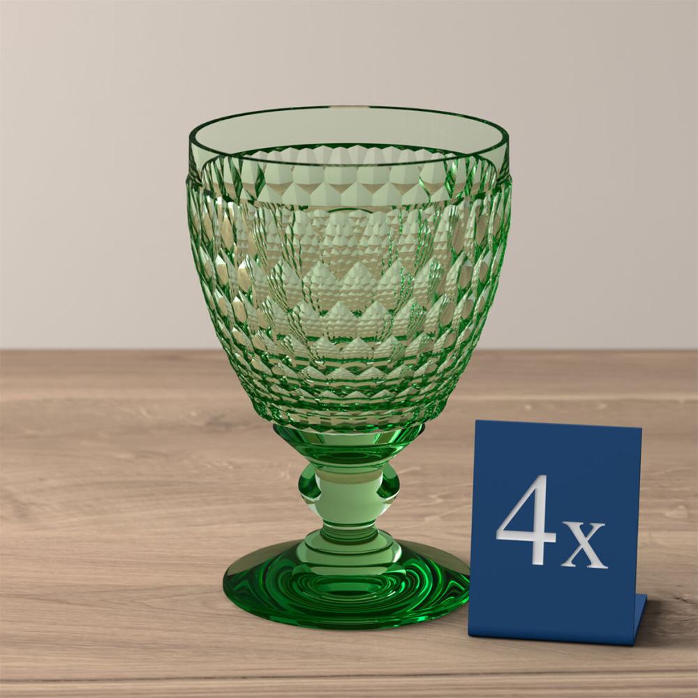 Drinking Glasses | Boston Colored Goblet: Green, Set of 4 Drinking Glasses Drinking Glasses